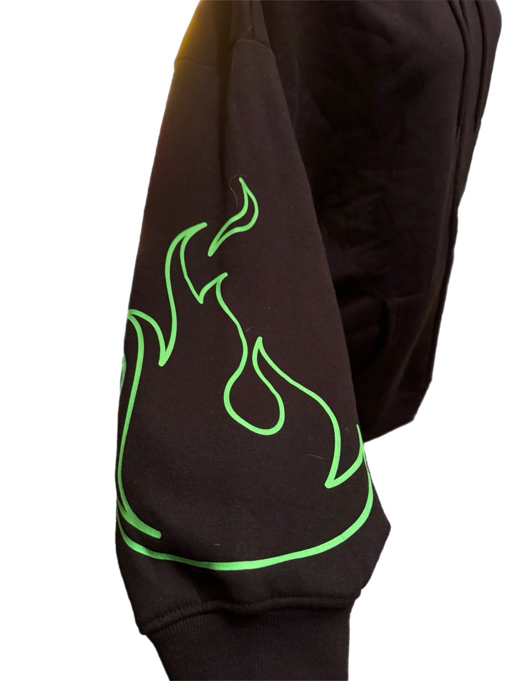 Betty Boop Black Zip Hoodie with Neon Green Details - Picture 4 of 6